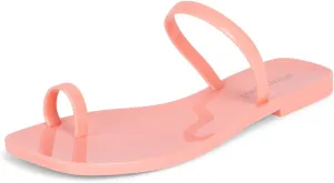 Jeffrey Campbell Darbey-JLL Pink Squared Open Toe Jelly Slide Flat Sandals, 9