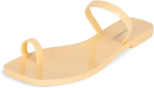 Jeffrey Campbell Darbey-JLL Pink Squared Open Toe Jelly Slide Flat Sandals, 9