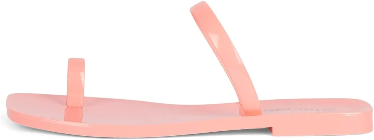 Jeffrey Campbell Darbey-JLL Pink Squared Open Toe Jelly Slide Flat Sandals, 9