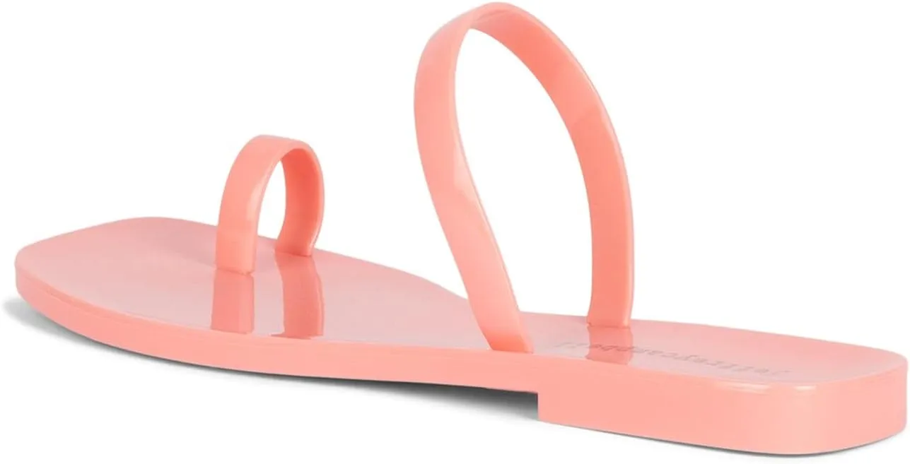 Jeffrey Campbell Darbey-JLL Pink Squared Open Toe Jelly Slide Flat Sandals, 9