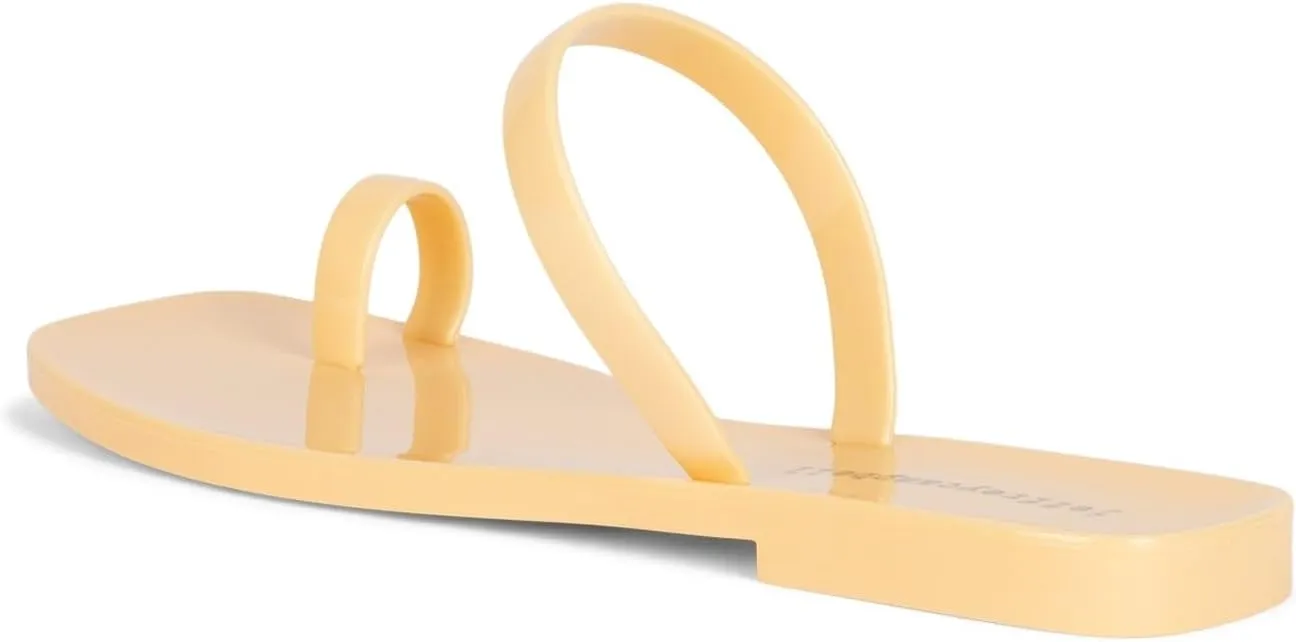 Jeffrey Campbell Darbey-JLL Pink Squared Open Toe Jelly Slide Flat Sandals, 9