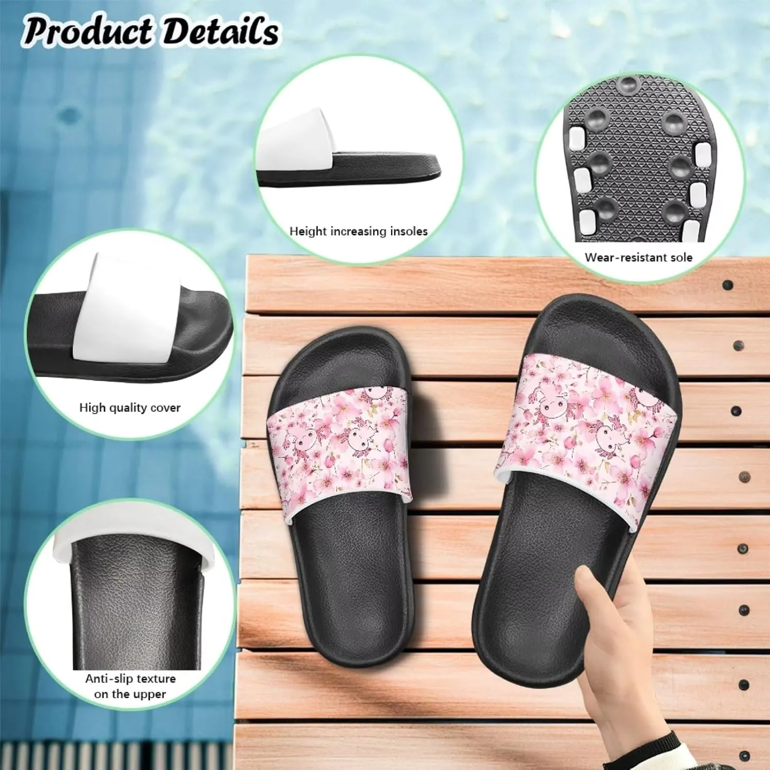 Jeiento Kids Slides for Boy Girl Soft Comfort Children Home Shoes Non-Slip Novelty Open Toe Sandal Youth Shower Shoes