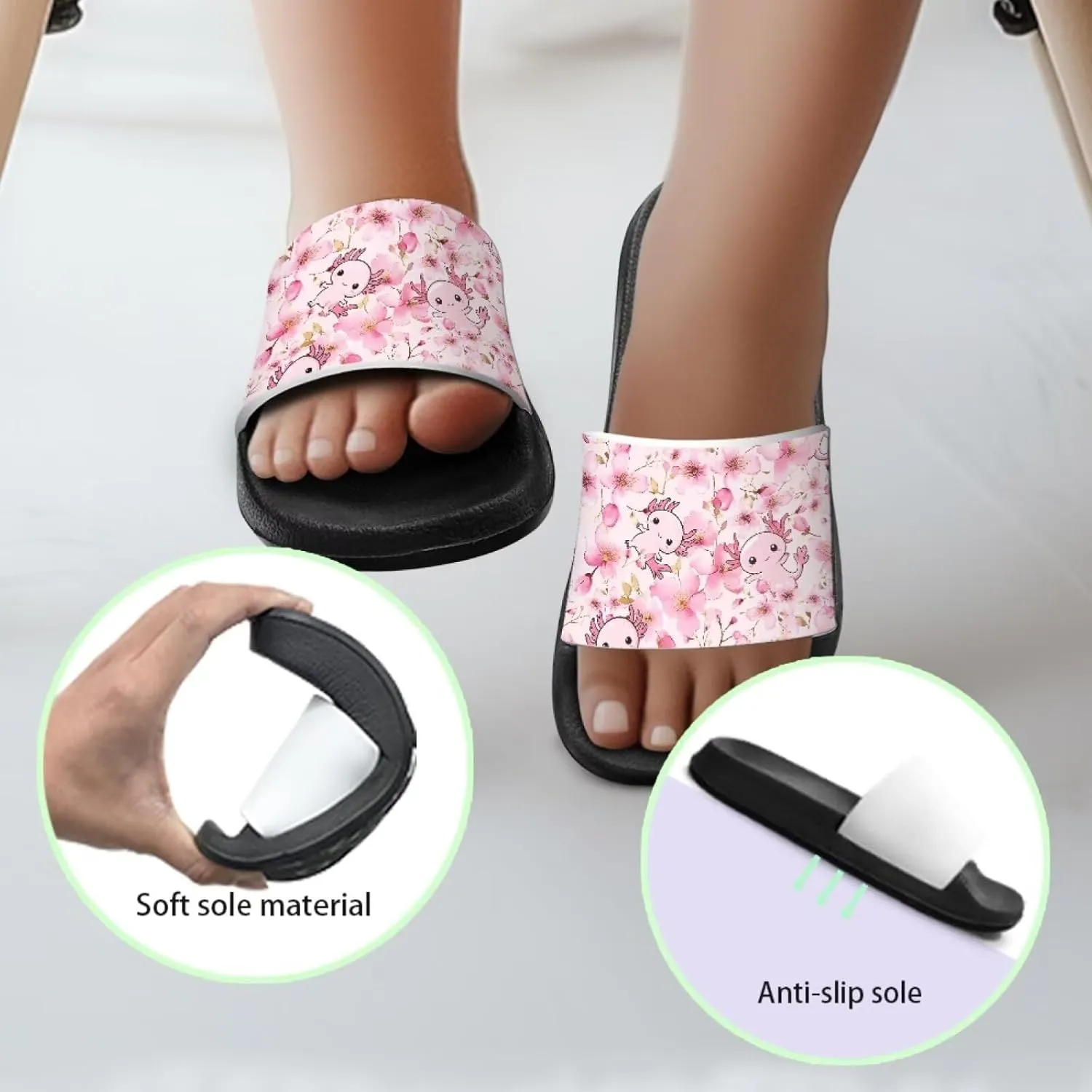 Jeiento Kids Slides for Boy Girl Soft Comfort Children Home Shoes Non-Slip Novelty Open Toe Sandal Youth Shower Shoes