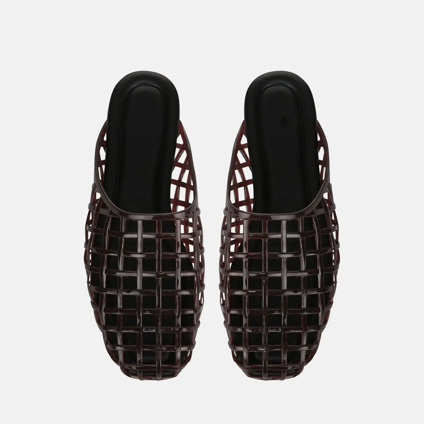 Jelly Mule Flat Sandals for Women Round Toe Mesh Hollow Jellies Mule Flats Summer Beach Jelly Sandals Shoes