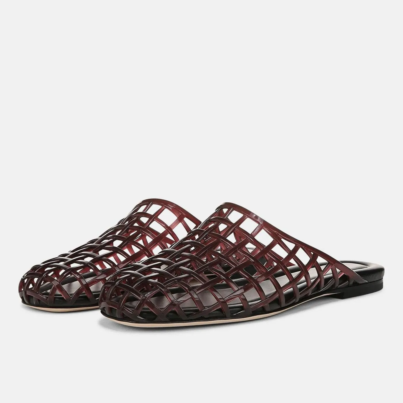 Jelly Mule Flat Sandals for Women Round Toe Mesh Hollow Jellies Mule Flats Summer Beach Jelly Sandals Shoes