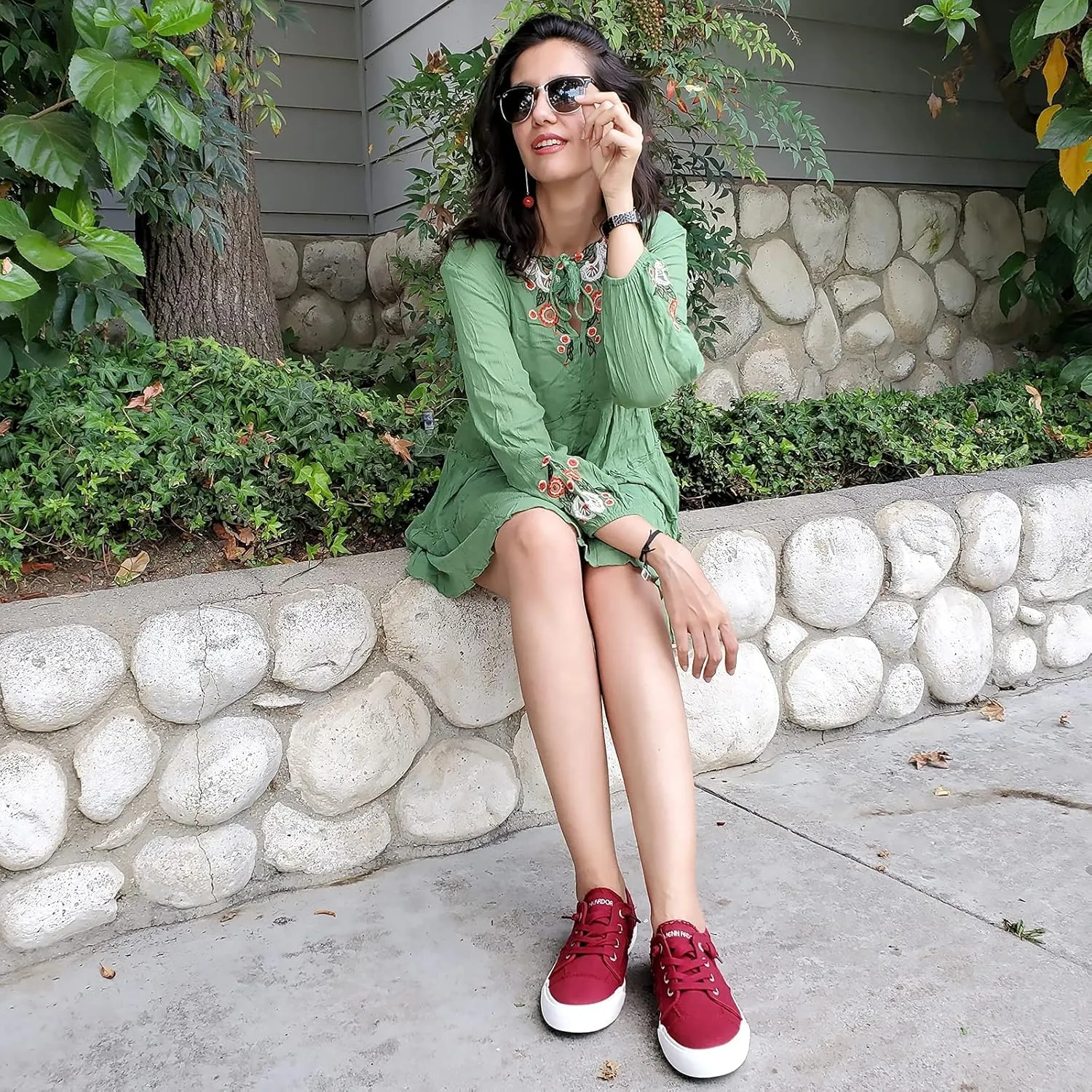 JENN ARDOR Slip On Canvas Shoes for Women Low Top Fashion Sneakers Comfortable Walking Flats