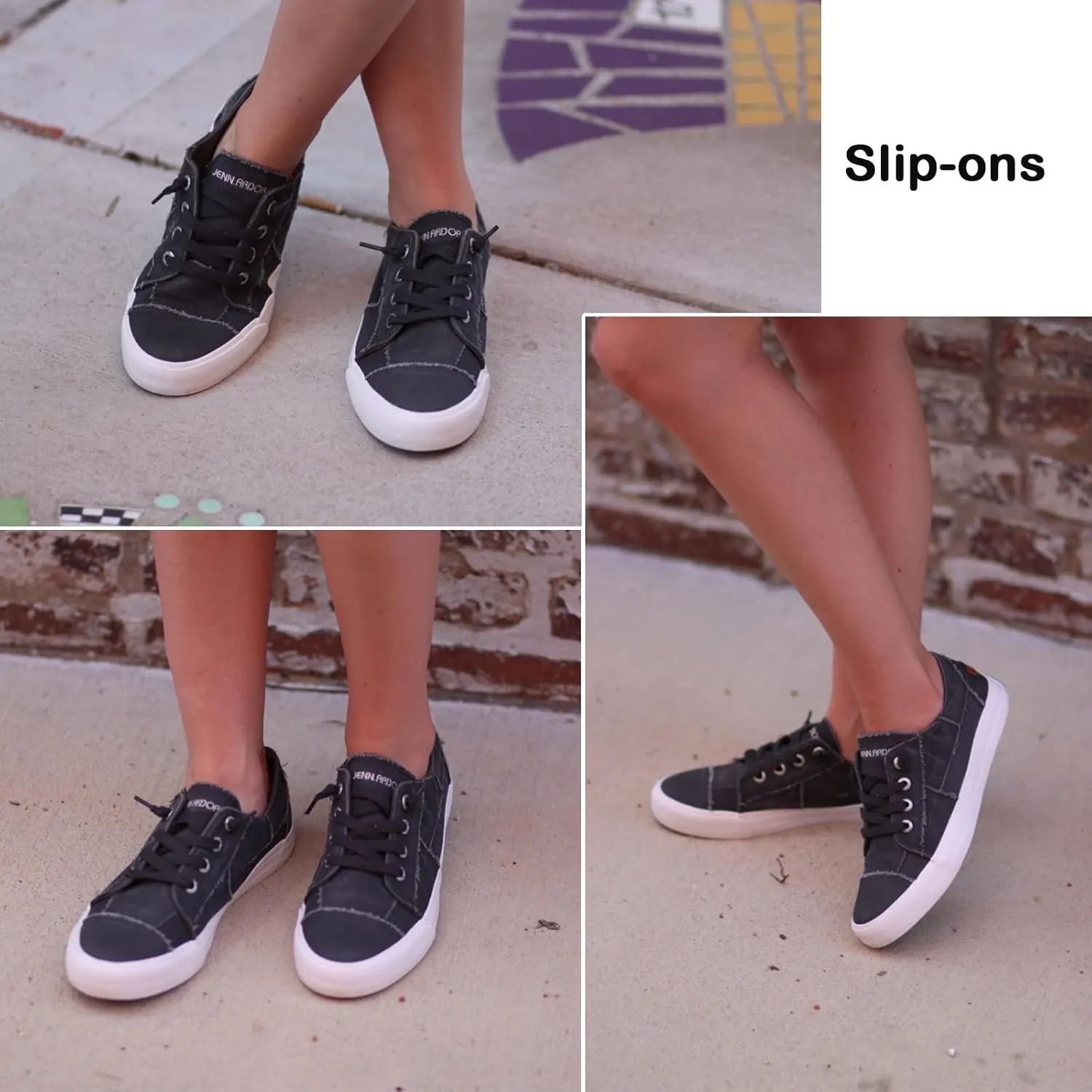 JENN ARDOR Slip On Canvas Shoes for Women Low Top Fashion Sneakers Comfortable Walking Flats