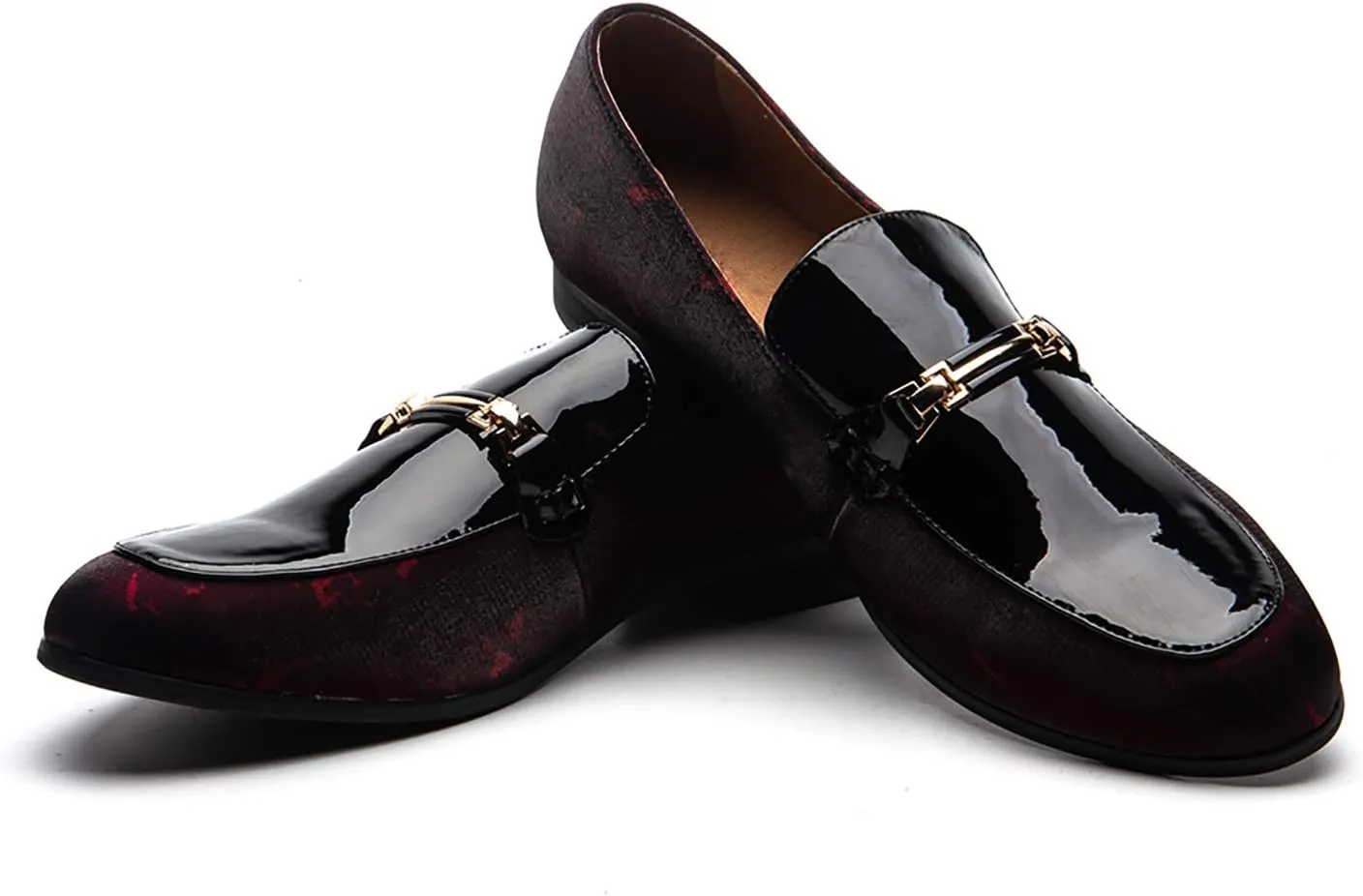 JITAI Mens Leather Shoes Pattern Printing Men's Dress Loafer Shoes Slip-on Casual Loafer Smoking Slipper