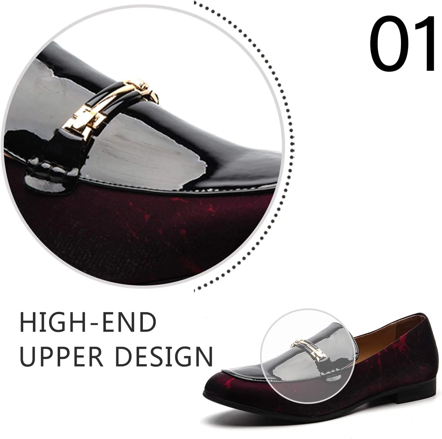 JITAI Mens Leather Shoes Pattern Printing Men's Dress Loafer Shoes Slip-on Casual Loafer Smoking Slipper