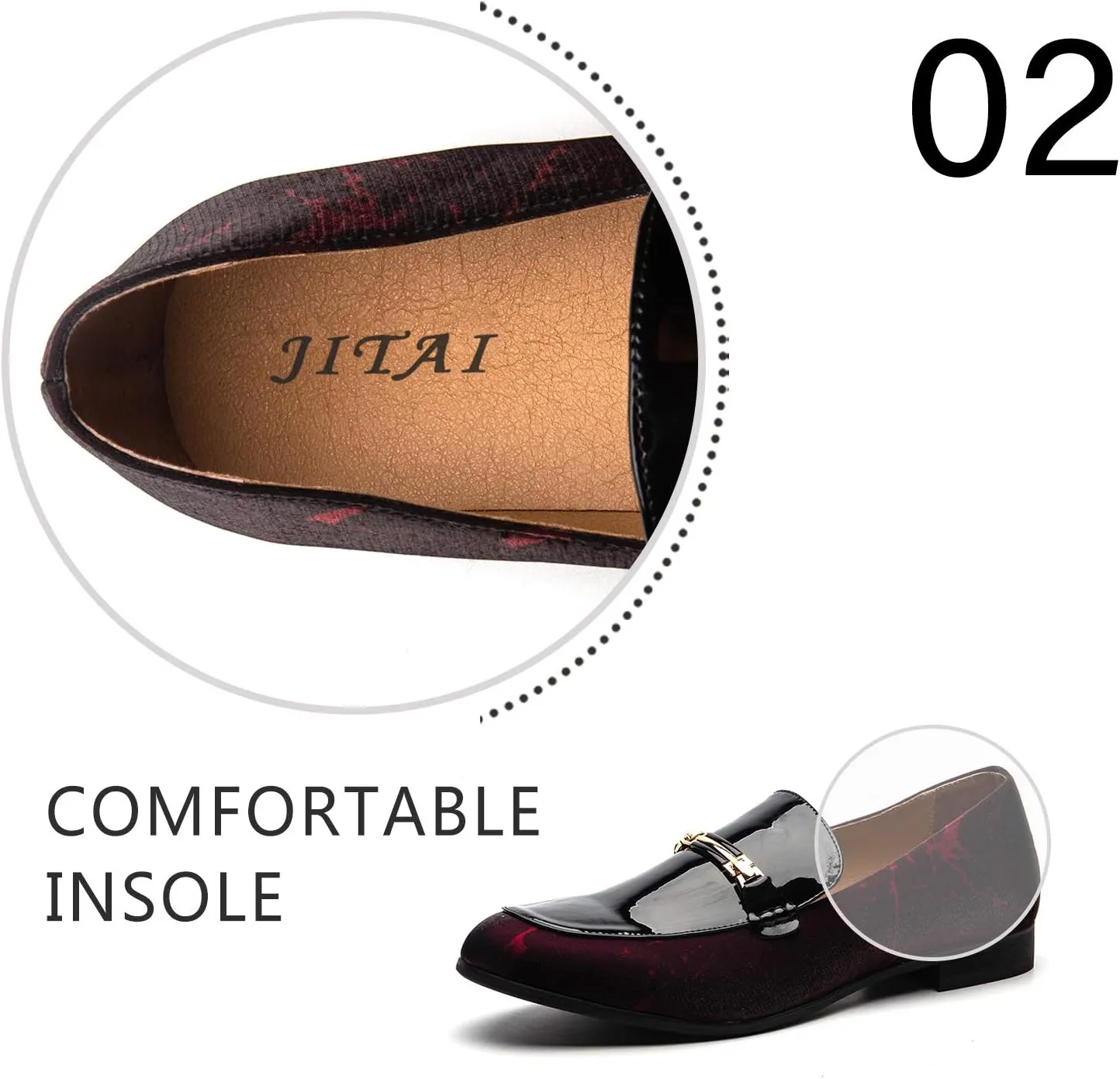 JITAI Mens Leather Shoes Pattern Printing Men's Dress Loafer Shoes Slip-on Casual Loafer Smoking Slipper
