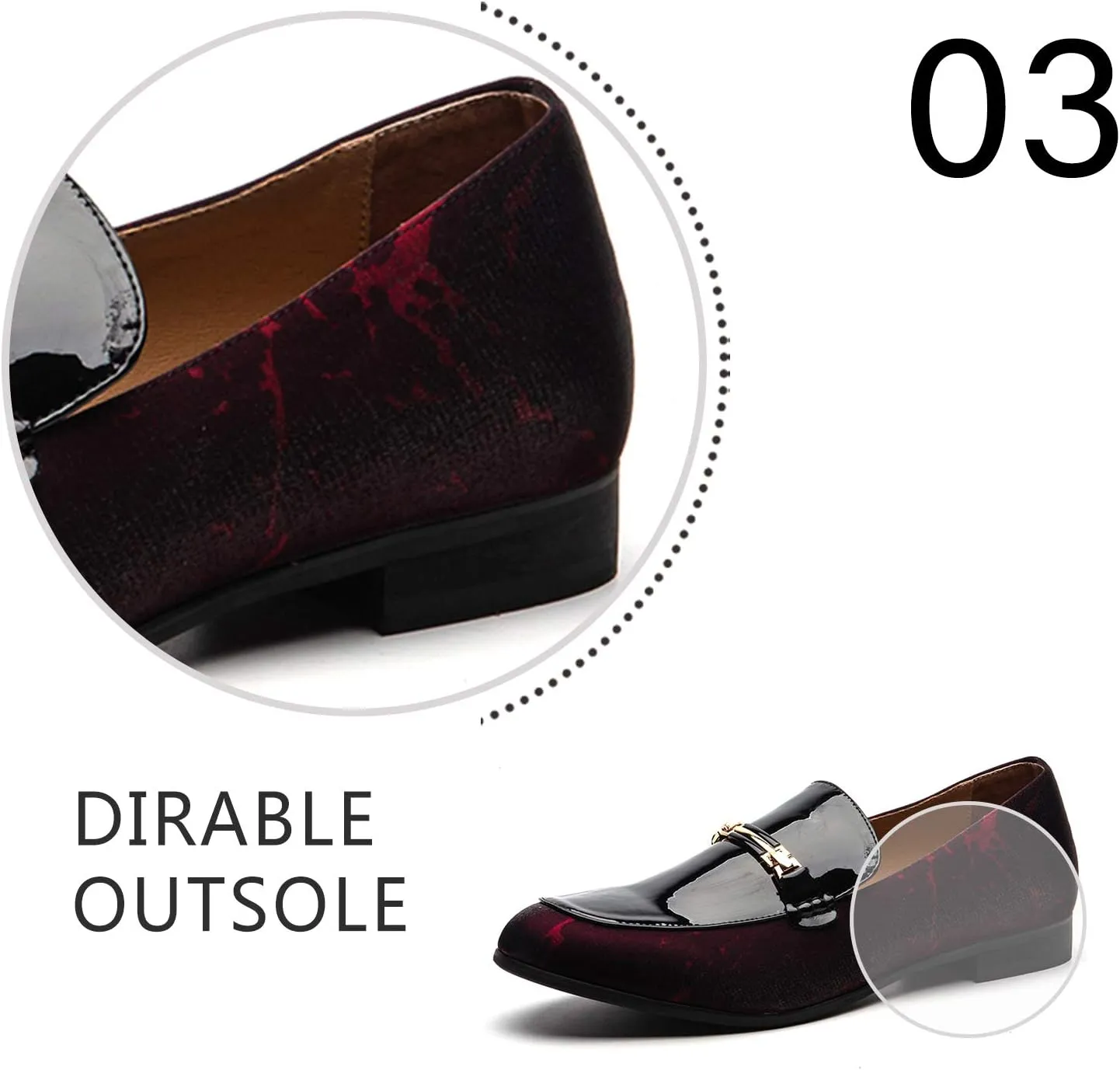 JITAI Mens Leather Shoes Pattern Printing Men's Dress Loafer Shoes Slip-on Casual Loafer Smoking Slipper