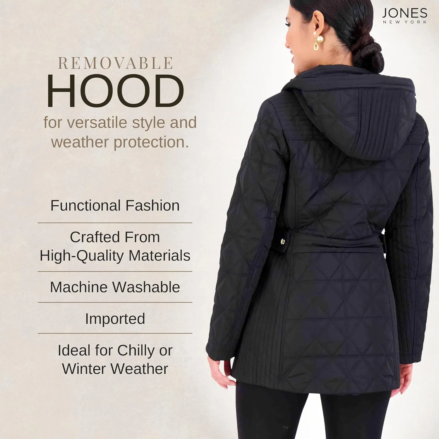 Jones New York Puffer Jacket Womens, Women Jacket Winter, Quilted Jackets for Women