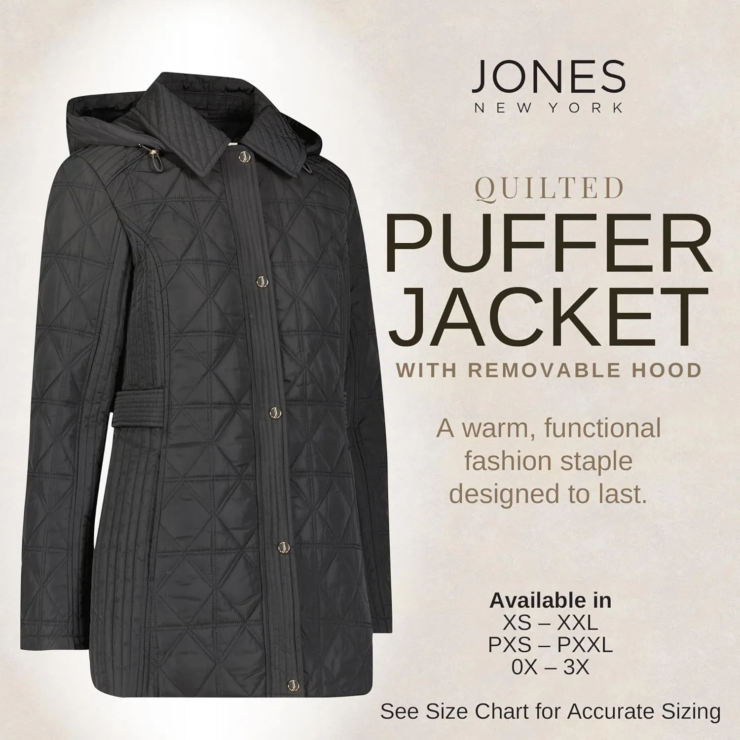 Jones New York Puffer Jacket Womens, Women Jacket Winter, Quilted Jackets for Women