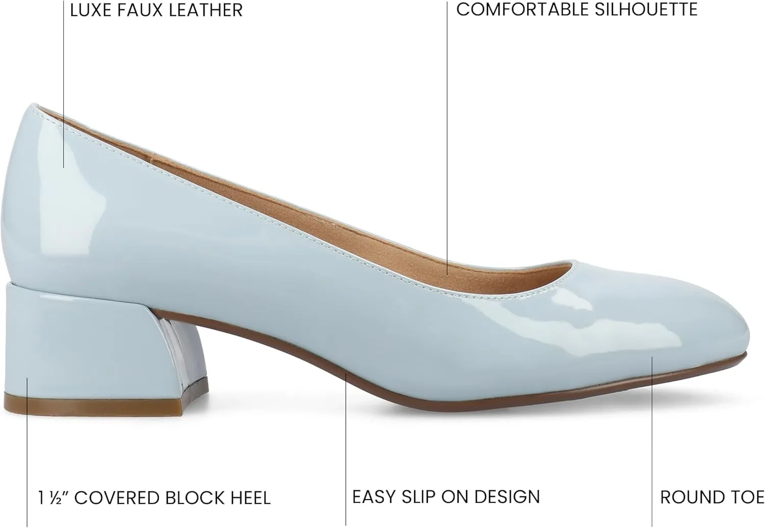 Journee Collection Womens Saarii Block Heel Dress Pumps Cushioned Slip On Covered Round Closed Toe Fashion Shoe