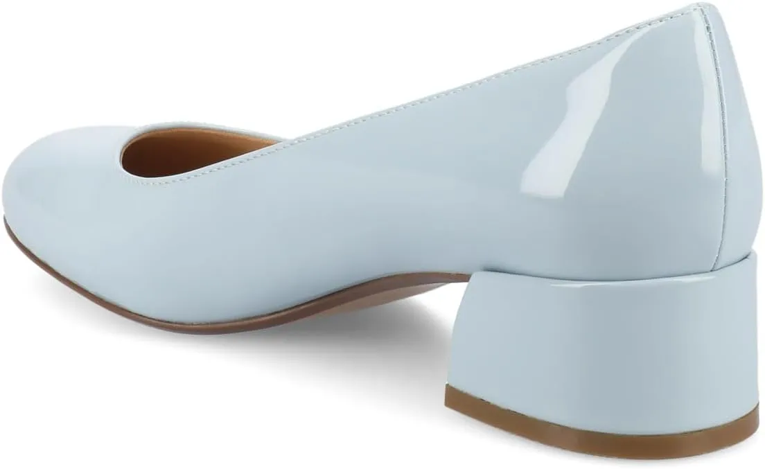 Journee Collection Womens Saarii Block Heel Dress Pumps Cushioned Slip On Covered Round Closed Toe Fashion Shoe