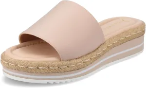 Journee Womens Braided Espadrille Wedge Heel Open Round Toe Slip On Neoprene Rosey Platform Slide Sandal Blush, 8.5