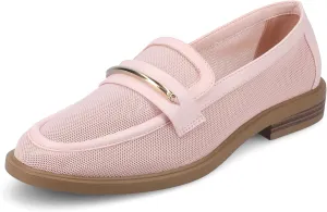 Journee Womens Dress Flat Loafer Cushioned Footbed Rainey Mesh Fabric Slip on I inch Heel Mesh/Pink 8 Medium Womens US
