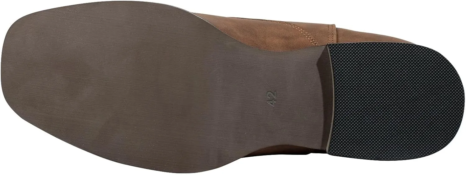 J's.o.l.e Ankle Cowboy Boots for Men Square Toe Western Boot Classic Casual Mens Chelsea Boot Brown