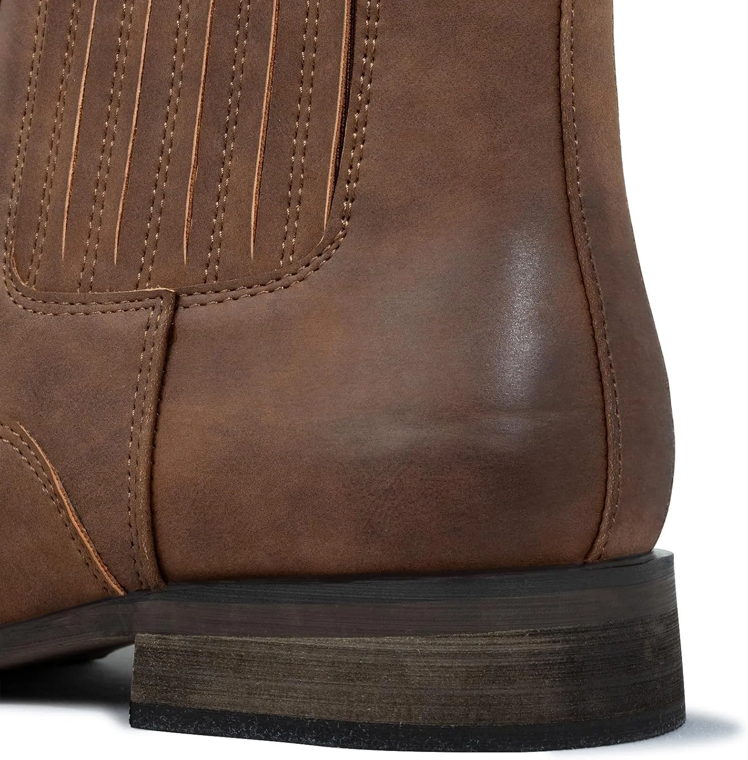 J's.o.l.e Ankle Cowboy Boots for Men Square Toe Western Boot Classic Casual Mens Chelsea Boot Brown