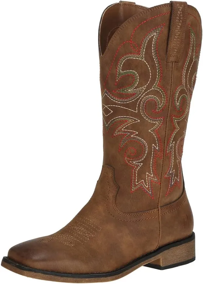 J's.o.l.e Womens Western Square Toe Cowgirl Cowboy Boots Mid Calf