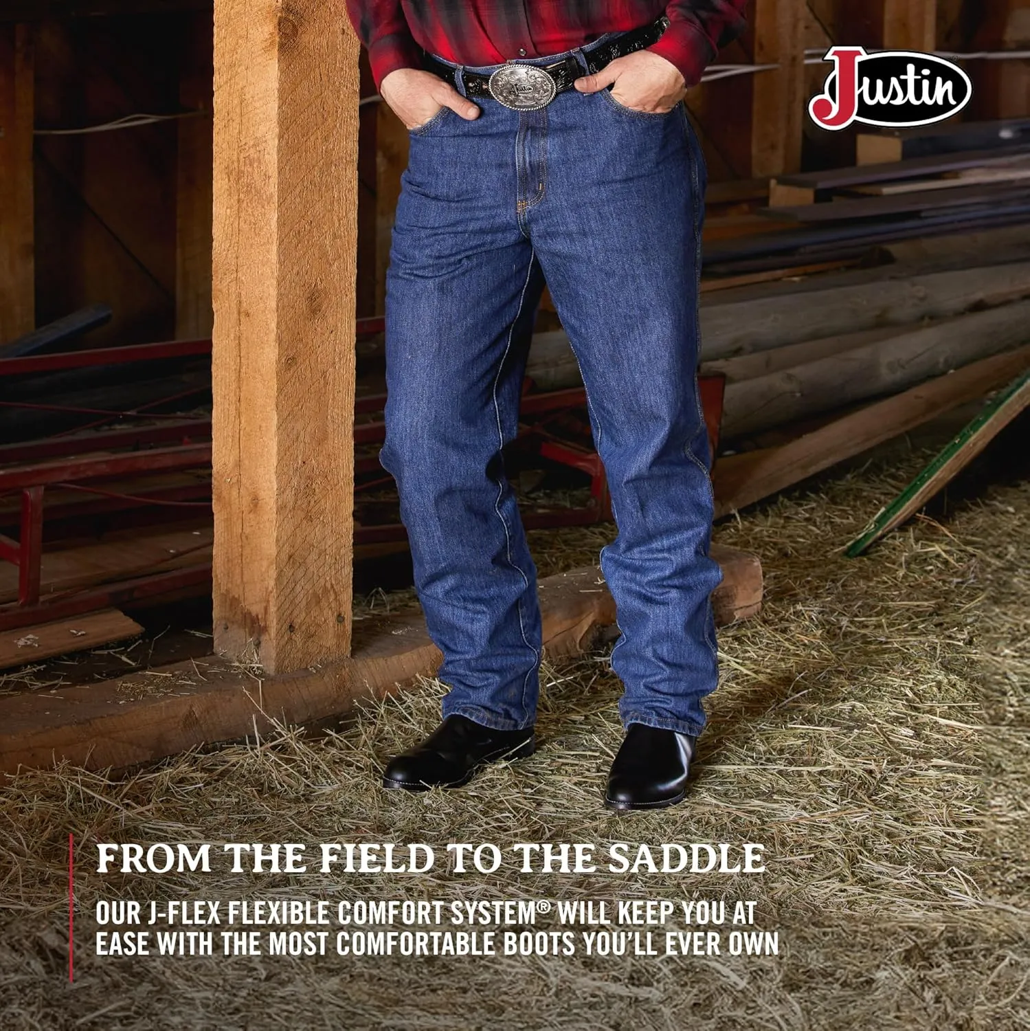Justin Temple 10" Roper Cowboy Boots for Men - Durable Pull-On Round Toe Cowhide Boots with Covered Cushion Insole and Triple-Density Insole Board