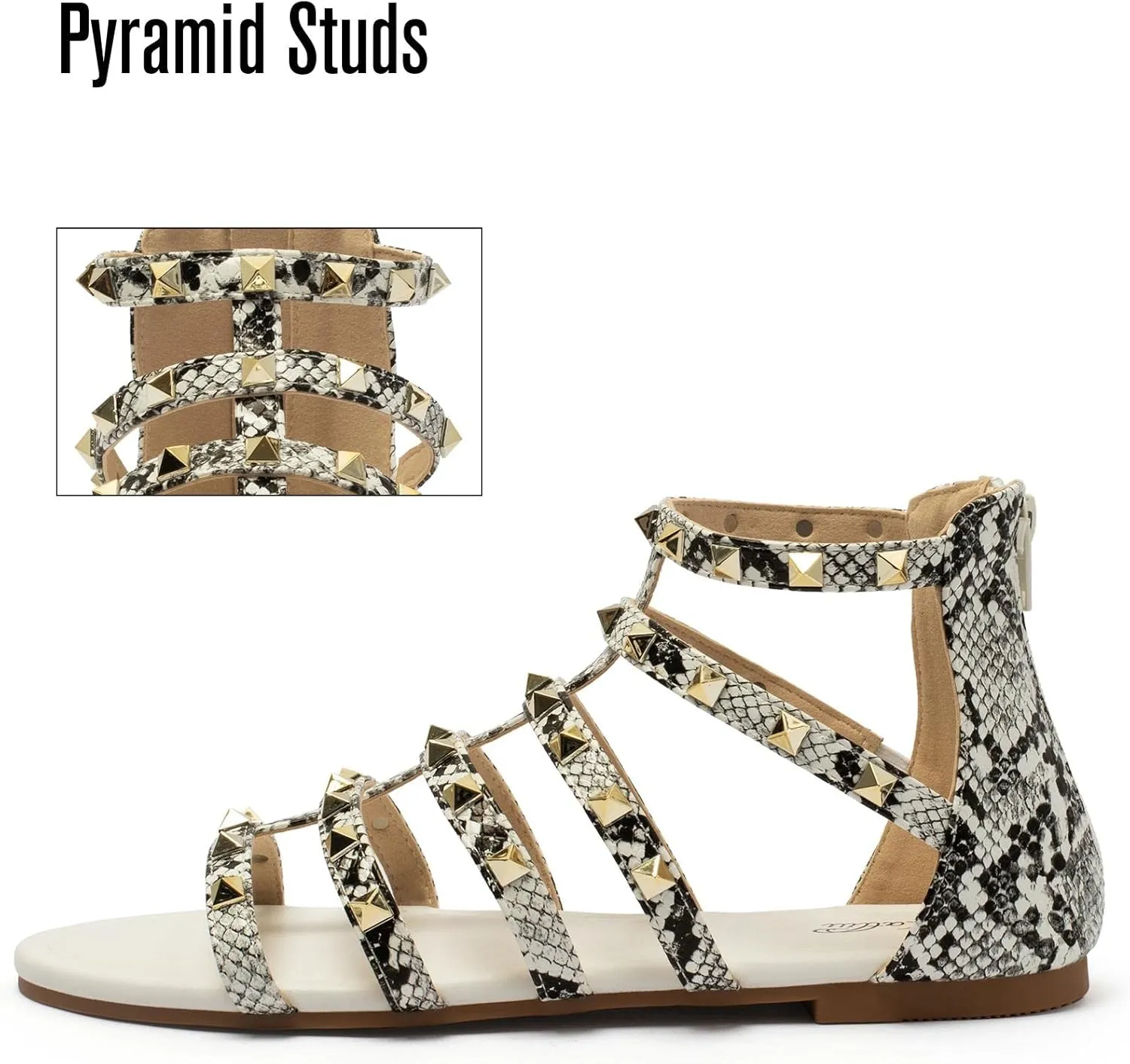 katliu Women's Gladiator Sandal Flat Strap Sandals Two Ankle Buckle
