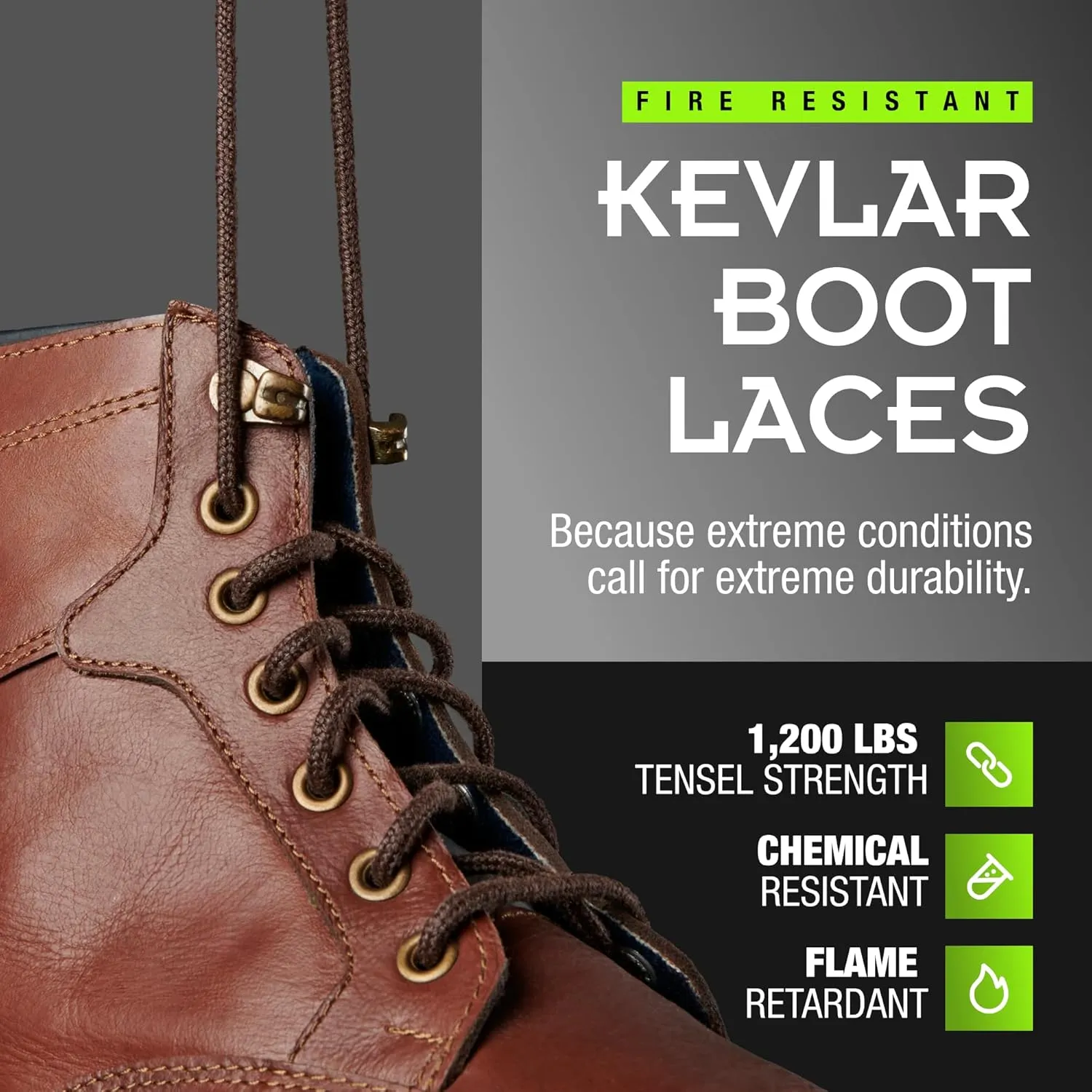 Kevlar Boot Laces – Fire Resistant, Long-Lasting Performance, High-Tensile Strength – Durable Work Boot Laces for Men