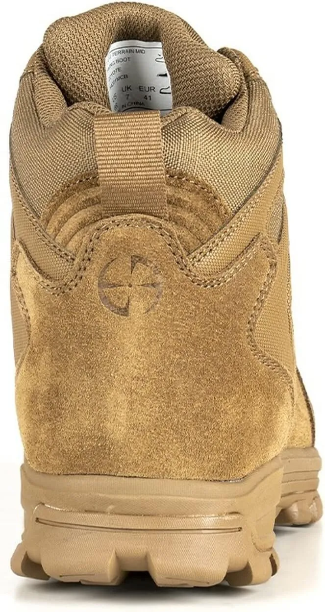 LAPG Men's Terrain Mid Hiking Boots, Durable and Comfortable Outdoor Footwear for Trail, Work and Everyday Wear, Coyote