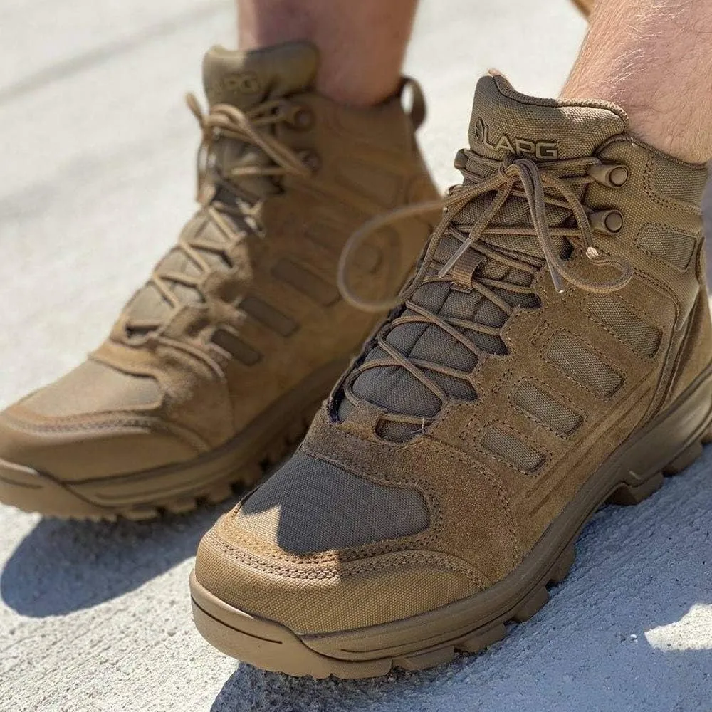 LAPG Men's Terrain Mid Hiking Boots, Durable and Comfortable Outdoor Footwear for Trail, Work and Everyday Wear, Coyote
