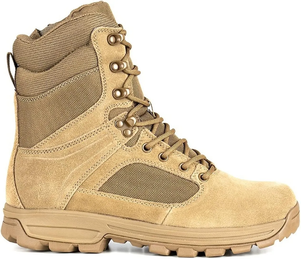 LAPG Sector 8" Men's Side-Zip Duty Boots, Durable Tactical Uniform Footwear for Men, Coyote