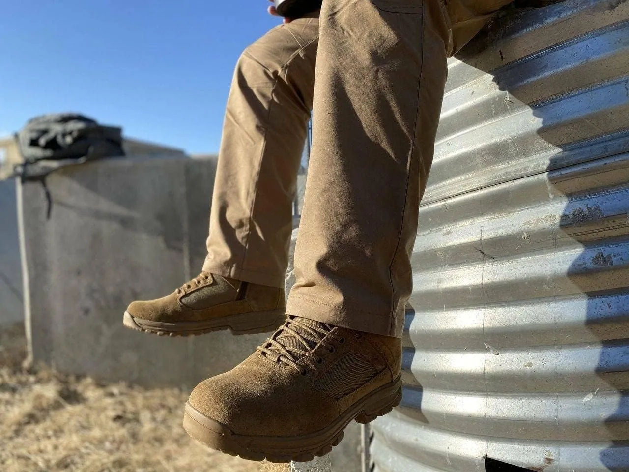 LAPG Sector 8" Men's Side-Zip Duty Boots, Durable Tactical Uniform Footwear for Men, Coyote