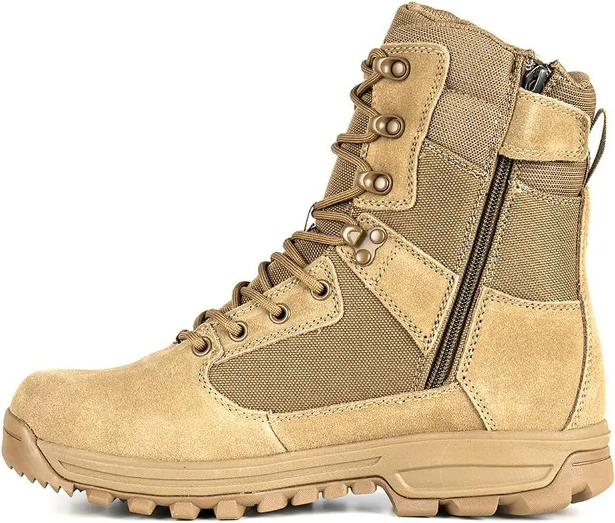 LAPG Sector 8" Men's Side-Zip Duty Boots, Durable Tactical Uniform Footwear for Men, Coyote