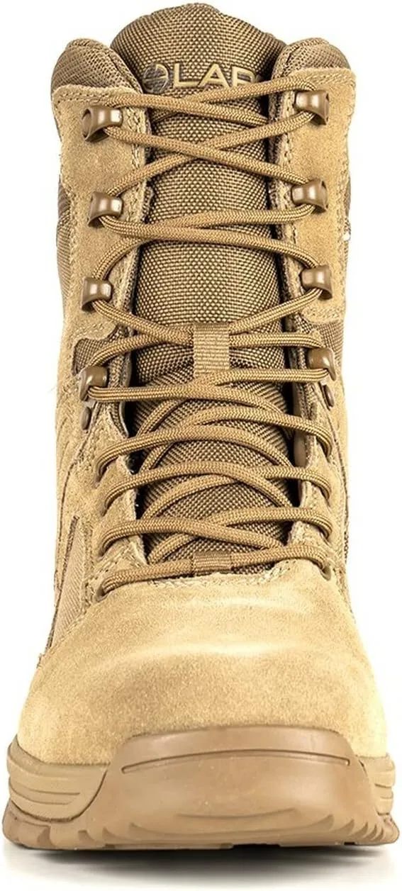 LAPG Sector 8" Men's Side-Zip Duty Boots, Durable Tactical Uniform Footwear for Men, Coyote