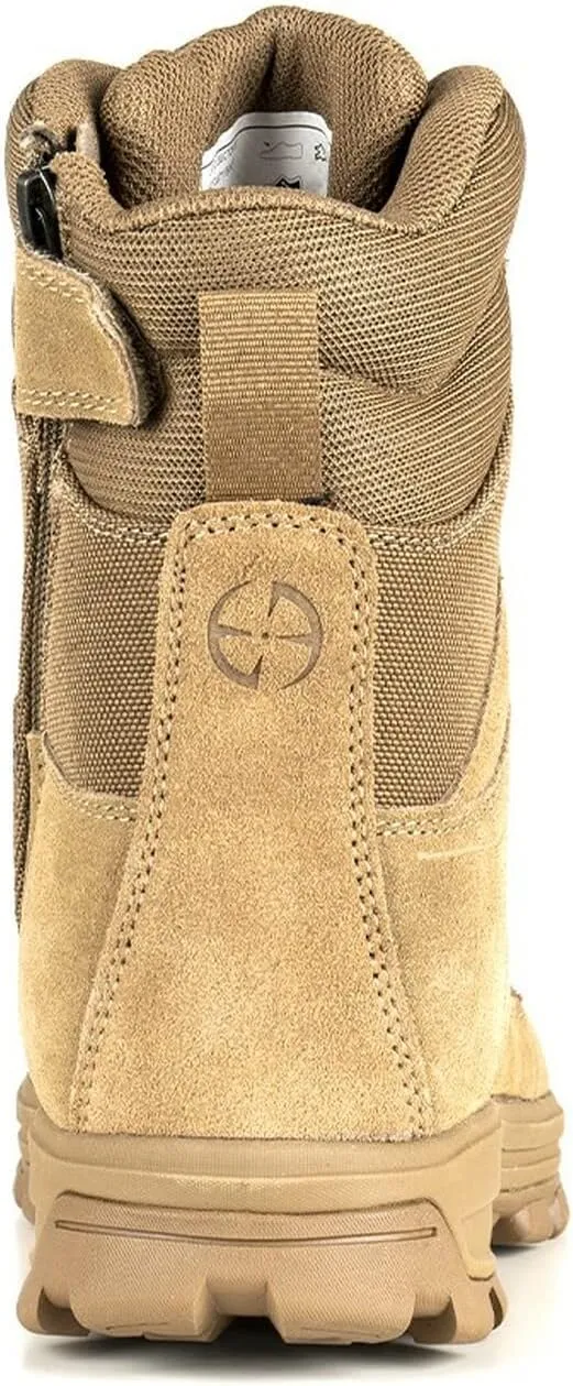 LAPG Sector 8" Men's Side-Zip Duty Boots, Durable Tactical Uniform Footwear for Men, Coyote