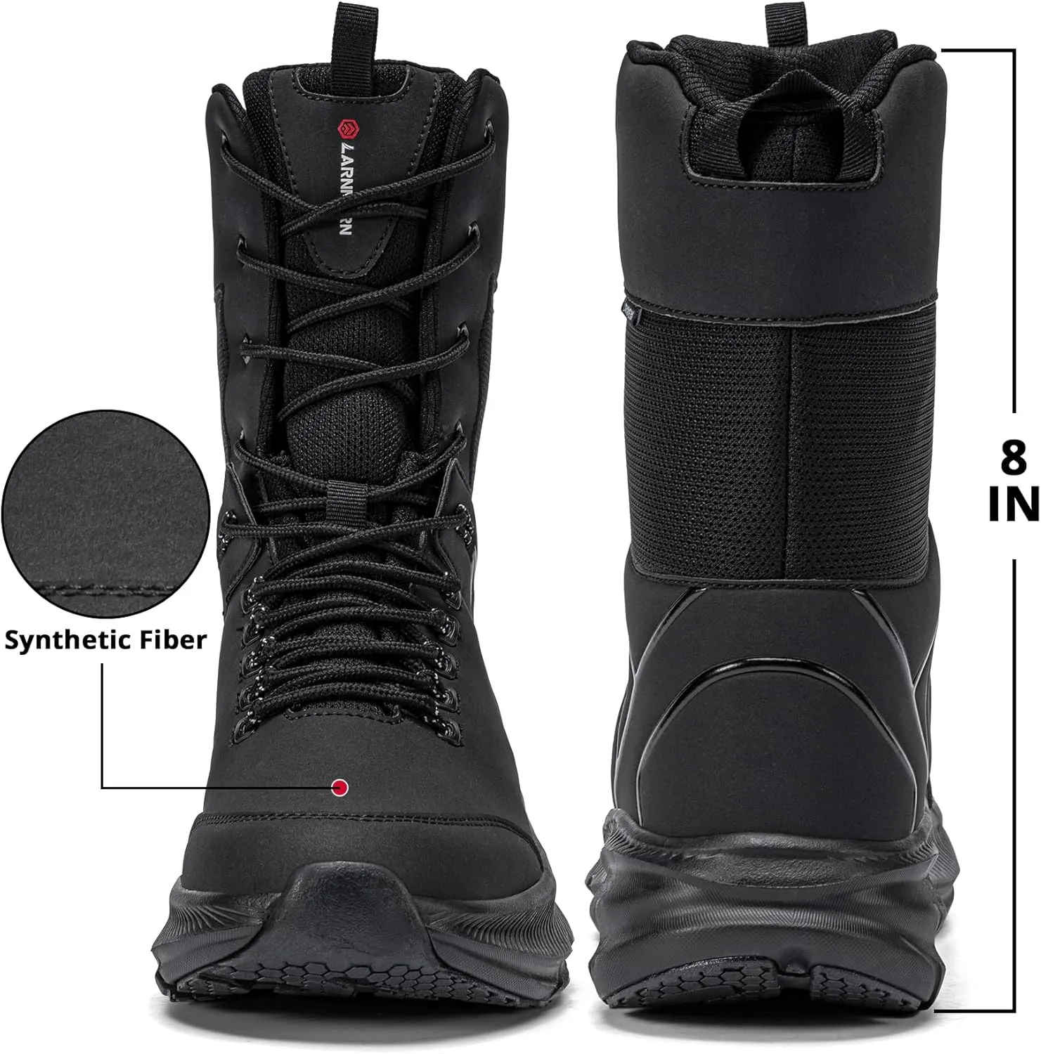 LARNMERN Non Slip Tactical Work Boots Men Military Hiking Boots Slip Resistant 8 Inches Indutrial Construction Sneakers Light and Comfy