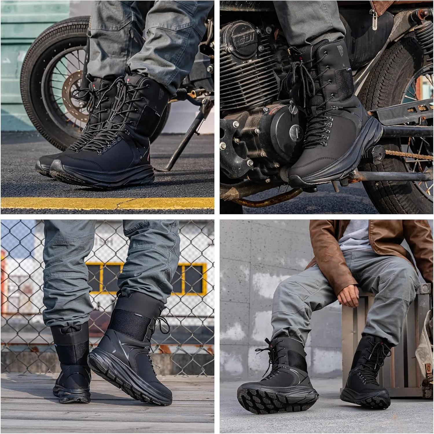 LARNMERN Non Slip Tactical Work Boots Men Military Hiking Boots Slip Resistant 8 Inches Indutrial Construction Sneakers Light and Comfy