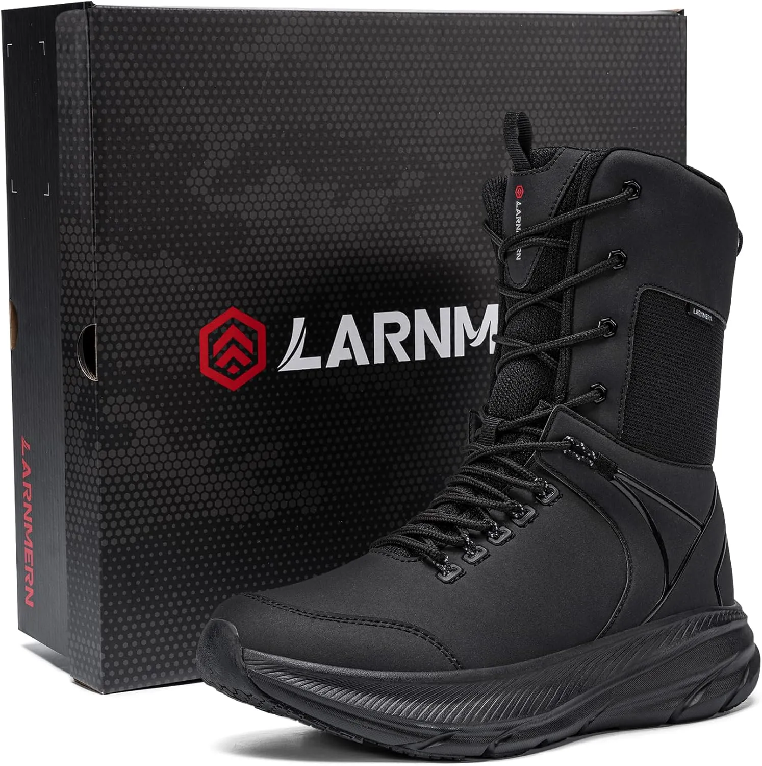 LARNMERN Non Slip Tactical Work Boots Men Military Hiking Boots Slip Resistant 8 Inches Indutrial Construction Sneakers Light and Comfy