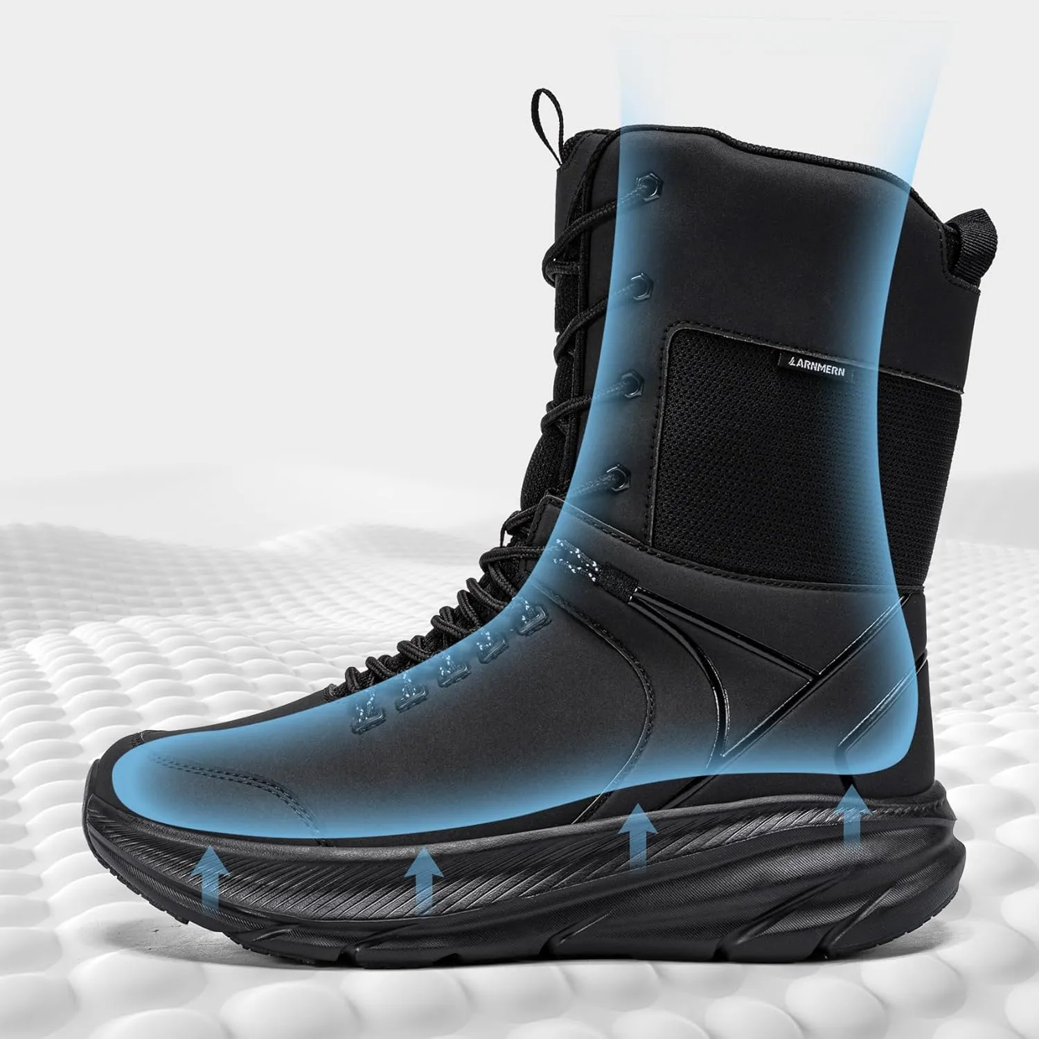 LARNMERN Non Slip Tactical Work Boots Men Military Hiking Boots Slip Resistant 8 Inches Indutrial Construction Sneakers Light and Comfy
