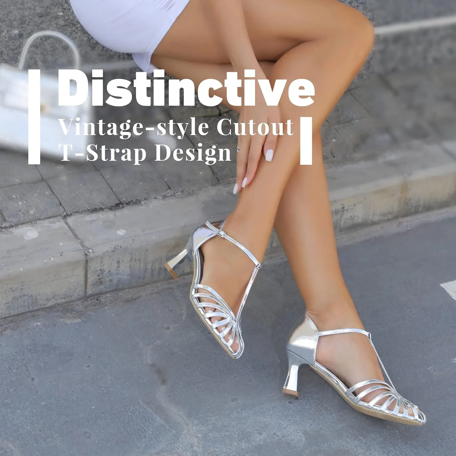 Latin Dance Shoes for Women Ballroom Dance Shoes Women Prom Shoes for Woman Dancing Salsa Dance Shoes for Women T-strap Closed Toe Sandals Women Patent leather