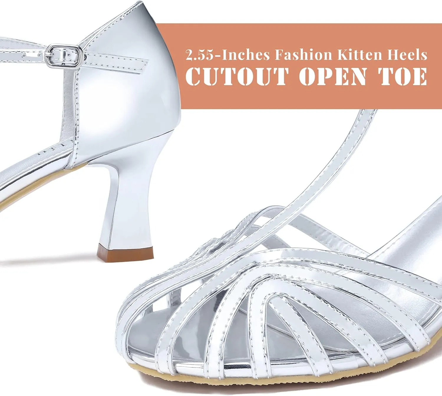 Latin Dance Shoes for Women Ballroom Dance Shoes Women Prom Shoes for Woman Dancing Salsa Dance Shoes for Women T-strap Closed Toe Sandals Women Patent leather