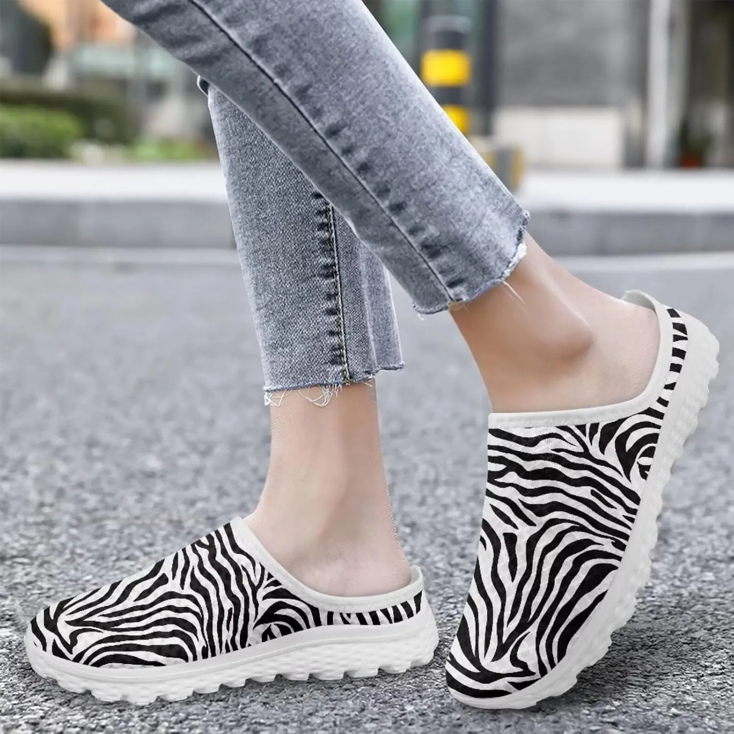 Leopard Print Women Barefoot Slip On Shoes Anti-Slip Mule Sneakers with EVA Outsole Cute Summer Yoga Walking Shoes