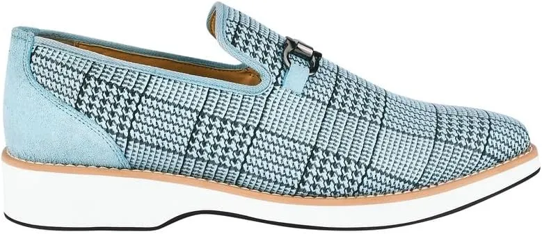 LIBERTYZENO Mens Plain & Animal Print Blue Genuine Leather Adults Lace Up Oxford Dress Shoes for Easter Gift