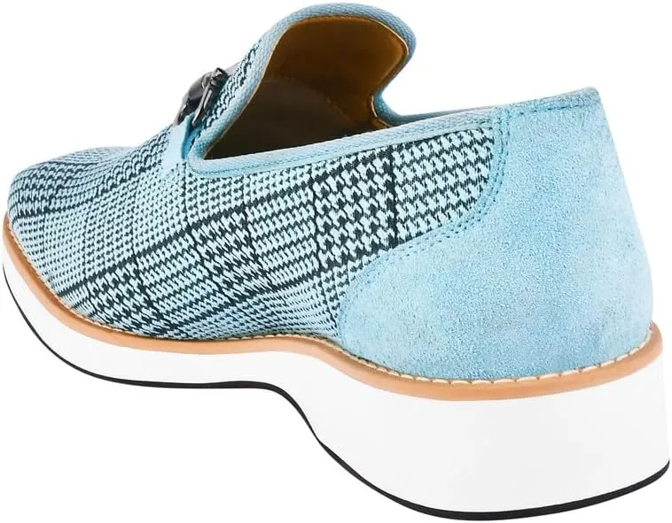 LIBERTYZENO Mens Plain & Animal Print Blue Genuine Leather Adults Lace Up Oxford Dress Shoes for Easter Gift
