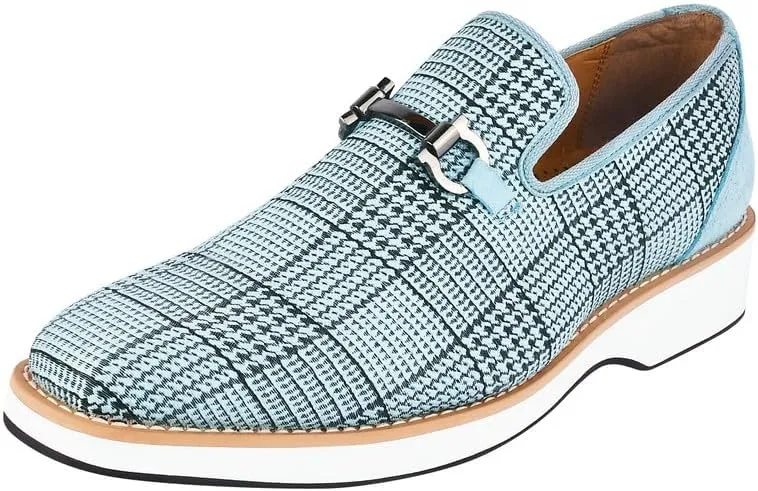 LIBERTYZENO Mens Plain & Animal Print Blue Genuine Leather Adults Lace Up Oxford Dress Shoes for Easter Gift