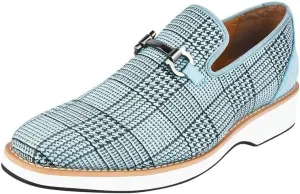 LIBERTYZENO Mens Plain & Animal Print Blue Genuine Leather Adults Lace Up Oxford Dress Shoes for Easter Gift