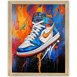 Limitless Jordan Colorful Vibrant Sneaker 11x14 Framed Print - Basketball Shoes Art, Sneaker Wall Art, Streetwear & Hypebeast Decor for Living Room, Game Room, Bedroom, Locker Room, Mancave, Gym
