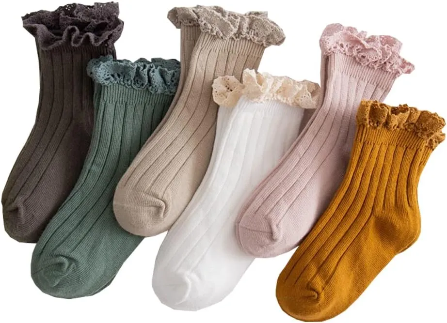 Little Girls Vintage Ruffle Ankle Lace Socks Toddler Girl Boot Socks