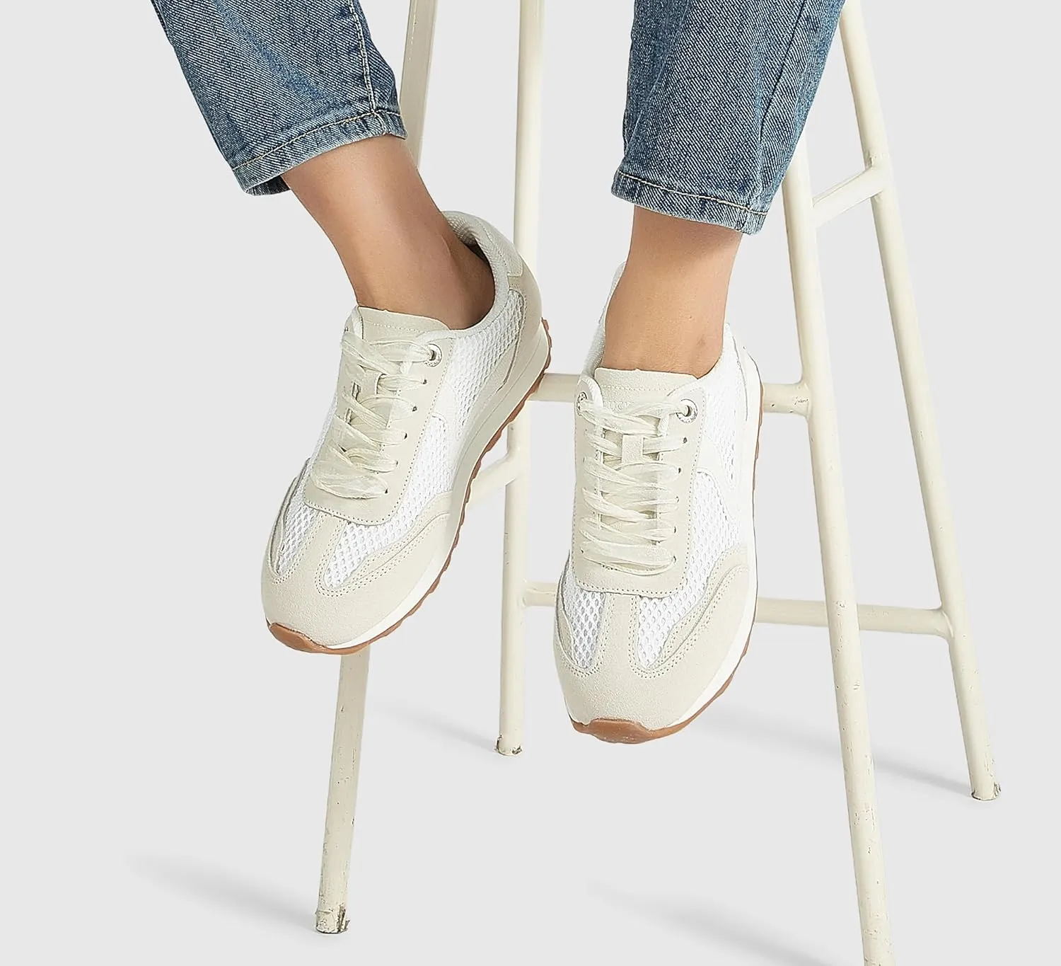 LUCKY STEP Women's Fashion Sneakers Trendy Tennis Shoes Neutral Stylish Retro Trainers Casual Running Walking Shoes