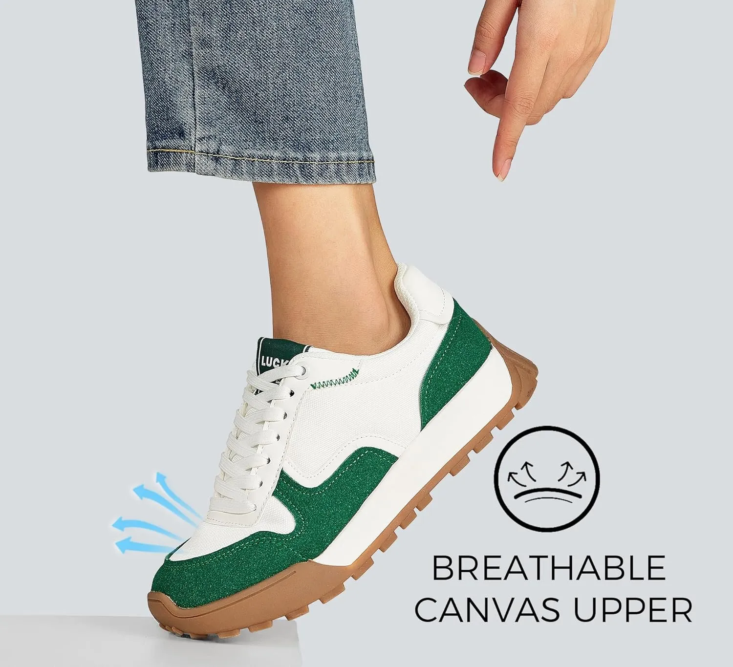 LUCKY STEP Women's Platform Canvas Sneaker Casual Lace-up Stylish Tennis Running Retro Classic Trainers Walking Fashion Sneakers