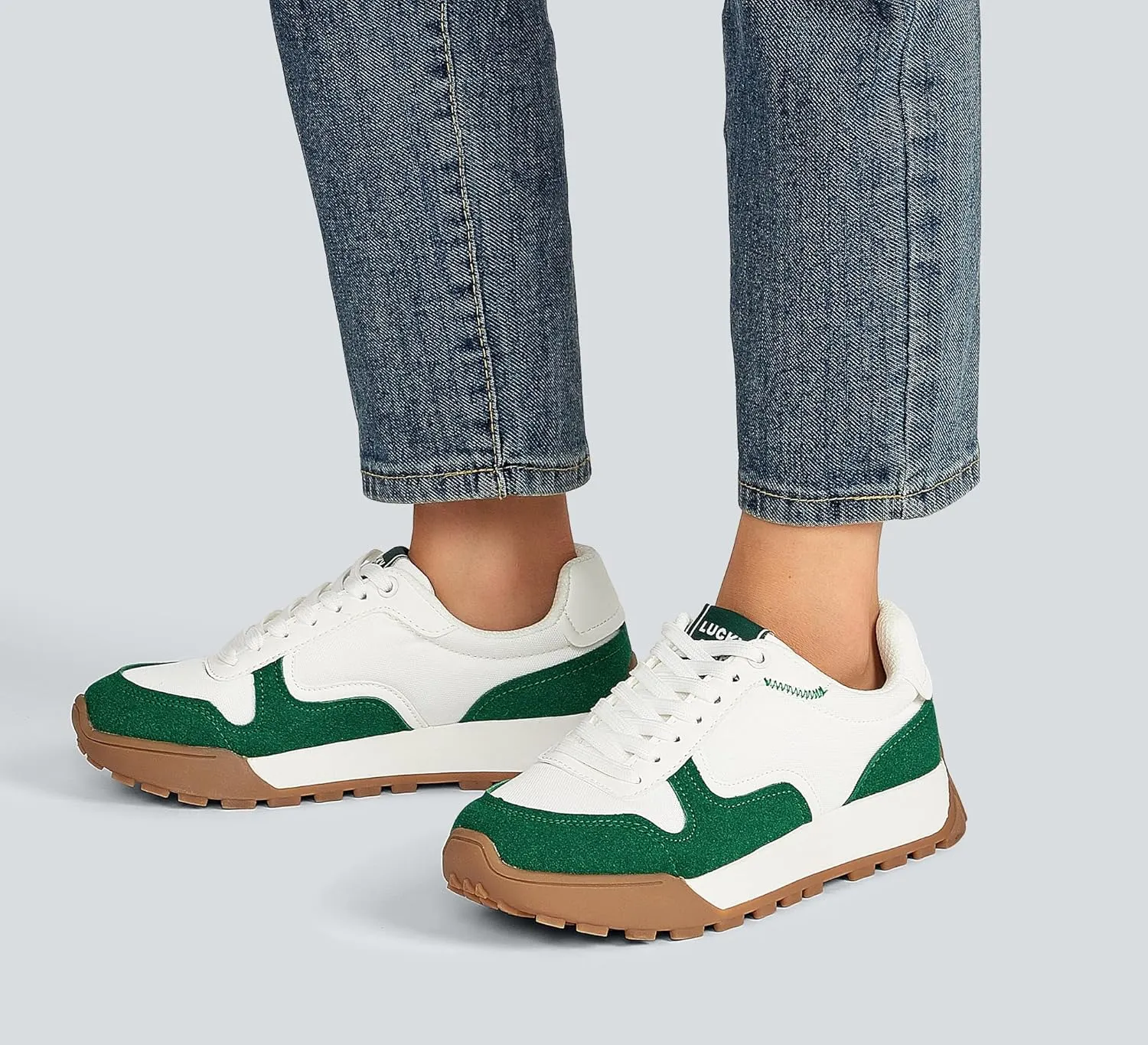 LUCKY STEP Women's Platform Canvas Sneaker Casual Lace-up Stylish Tennis Running Retro Classic Trainers Walking Fashion Sneakers